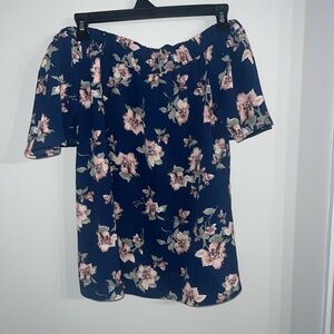 Sweet Wanderer Navy Floral Blouse